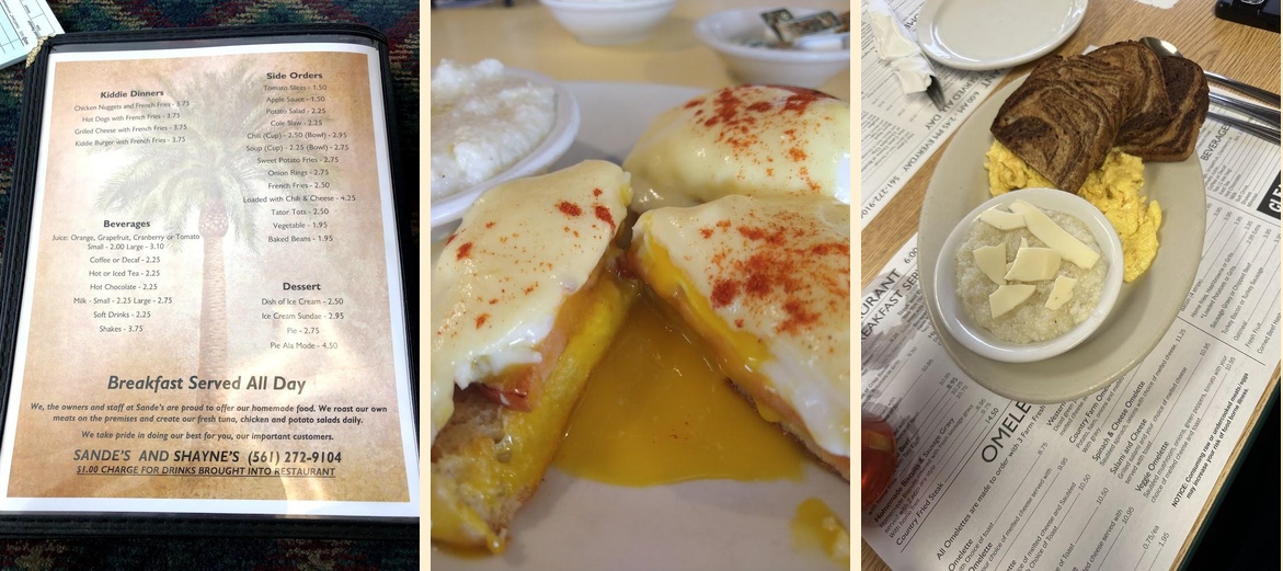 Sande's Restaurant Menu